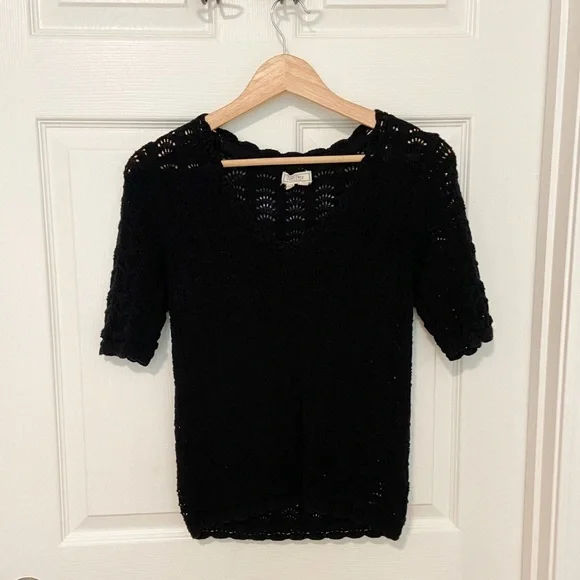 Fat Face Crochet Vienna 100% Cotton Knit Short Sleeve Blouse Top - Picture 8 of 11